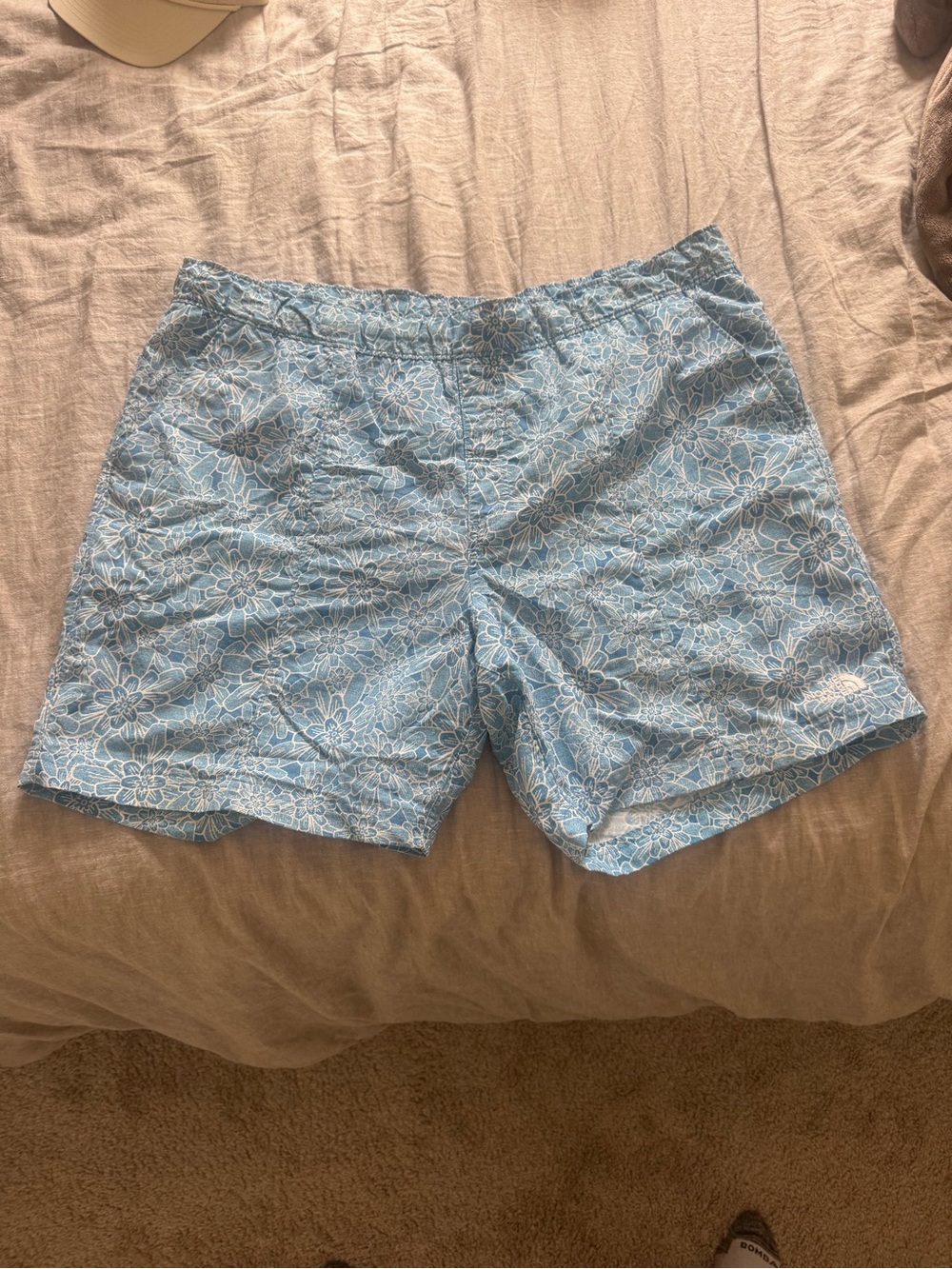 Men's North Face Light Blue Floral Swim Trunks